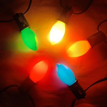 Christmas Lights Outdoor 25Ft C7 LED Vintage Christmas Lights 27 Shatterproof LED Multicolor Bulb Light(2 Spare), Outdoor Xmas Light for Patio Wedding Party Holiday Roofline Tree Decor