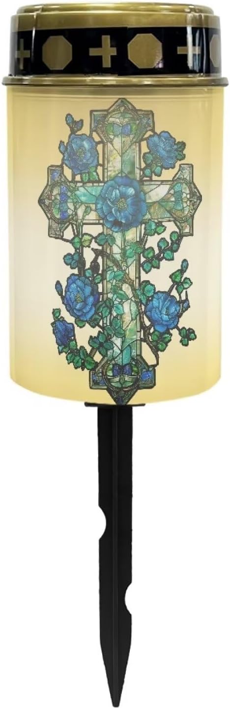 Cross Solar Light Outdoor Rose Solar Garden Light Solar Powered Landscape Path Light Bright Solar Path Lights for Yard Lawn Easy to Install