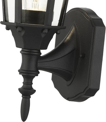 Livex Lighting 7551-14 Outdoor Wall Lantern with Clear Beveled Glass Shades, 16" x 6" x 16", Black