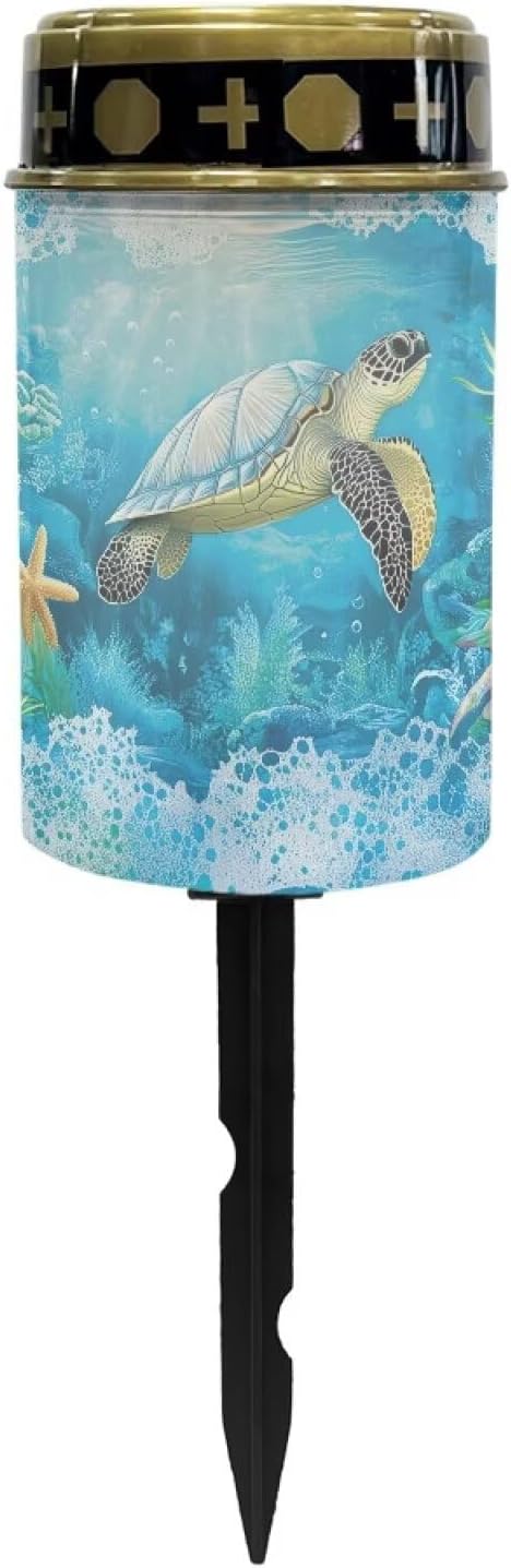 ZOUTAIRONG Blue Sea Turtle Solar Light for Cemetery Grave Outdoor Waterproof Powered Solar Pathway Lights 1 Pack Outdoor Cemetery Lights for Grave