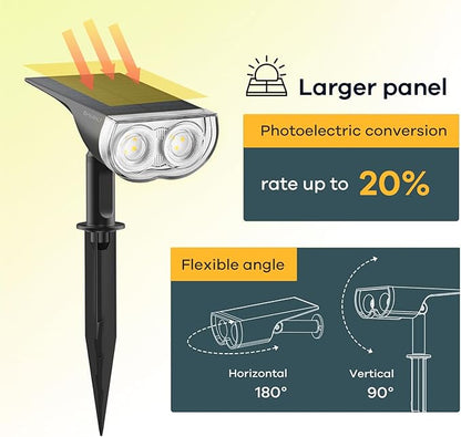 Linkind Solar Lights Outdoor StarRayS, Bright Solar Spot Lights Outdoor, IP67 Waterproof Spotlights for Garden Yard Landscape Walkway Patio Tree (Daylight, 2 Pack)