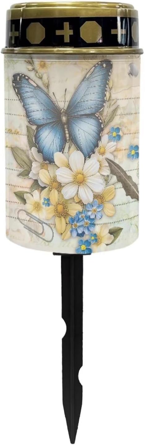 Butterfly Flower Solar Stake Lights, Outdoor Garden Lights,Cemetery Decorations for Grave,Memorial Gifts for Mother,Yard Lawn Garden Patio Christmas Decor