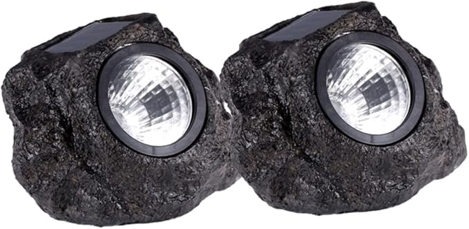 HOMSFOU 2pcs Simulation Stone Solar Lamp Outdoor Landscape Light Solar Pathway Lamp for Patio Driveway