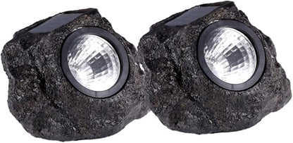 HOMSFOU 2pcs Simulation Stone Solar Lamp Outdoor Landscape Light Solar Pathway Lamp for Patio Driveway