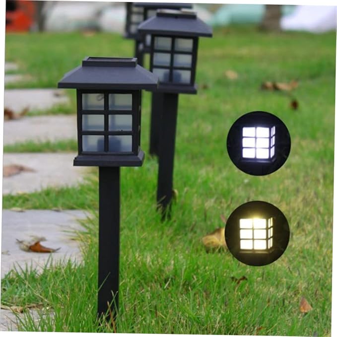 Gadpiparty 5pcs Solar Powered Ground Lamp Outdoor Solar Pathway Lights Garden Lights Black Warm