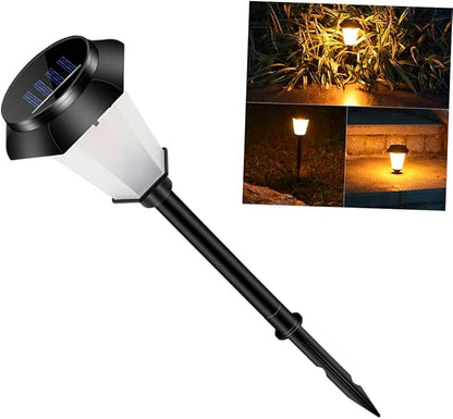 Operitacx Outdoor Solar Powered Simulated Flame LED Landscape Light Portable Standing Light for Garden Pathway and Patio Black