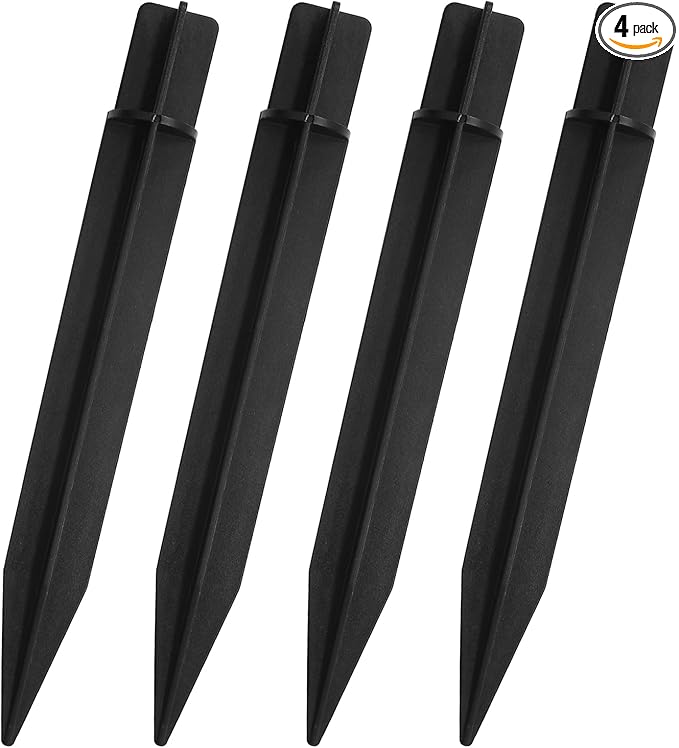 4 PCS 8.27 Inch Solar Light Stakes, Black Spikes Plastic Pathway Stakes, LED Light Ground Spikes for Garden Decoration