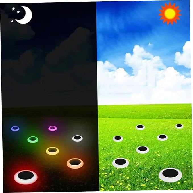 POPETPOP RGB Solar Garden Light Walkway Lights Solar Powered Ground Plug Outdoor Landscape