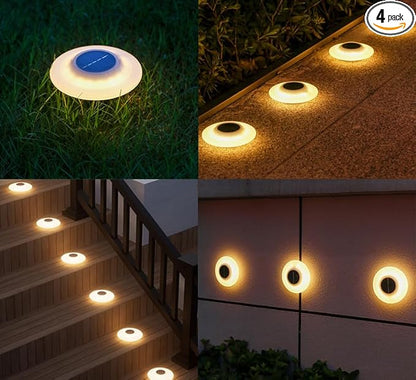 4 Pack Solar Ground Lights Outdoor Waterproof，Pathway Lights for Garden, Courtyard, Terrace, Balcony, Garden and Lawn.