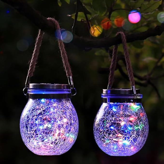 DOITOOL 2 Pcs Solar Lights Replacement Top, 3.14 Inchwaterproof Solar Fairy Lights Jar Lids String Parts for Outdoor Watering Can Hanging Lanterns Patio Yard Garden Wedding Decoration