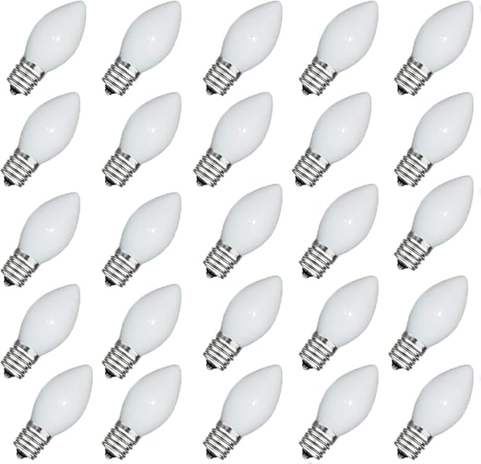 GOOTHY 25 Pack C7 White Replacement Bulbs, Ceramic C7 Incandescent Light Bulbs for Christmas Outdoor Patio Indoor | Lumora