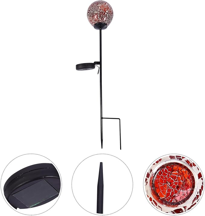 Solar Lawn Light Ball-Shaped Mosaic LED Yard Lamp Waterproof Outdoor Garden Path Decorative Landscape Lighting for Patio and Backyard