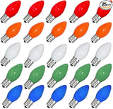 GOOTHY 25 Pack C7 Multicolor Christmas Light Bulbs, C7 Ceramic Colorful Incandescent Christmas Replacement Bulbs | Lumora