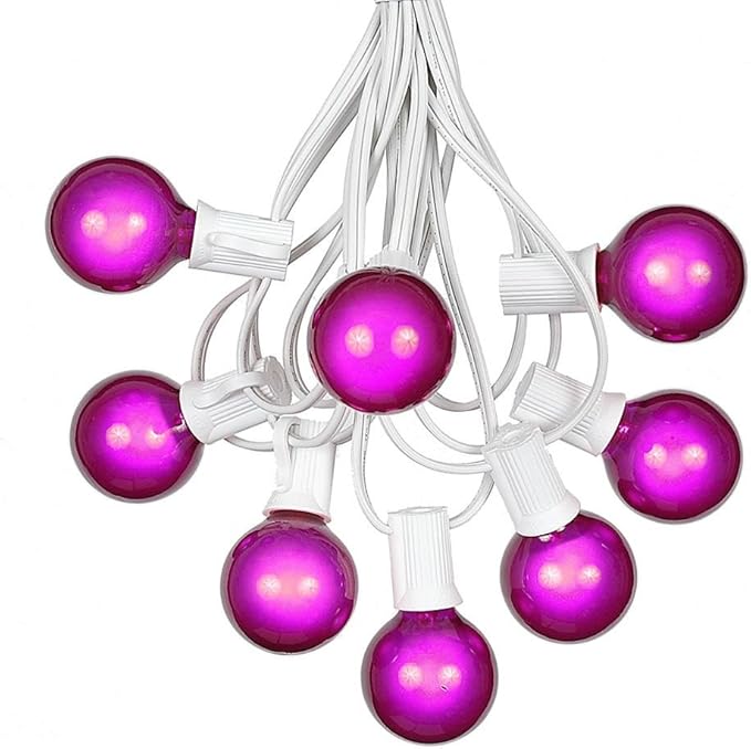 100 Foot G40 Outdoor Patio String Lights with 125 Purple Globe Bulbs Indoor/Outdoor Cafe Hanging Lights C7/E12 Base | Lumora