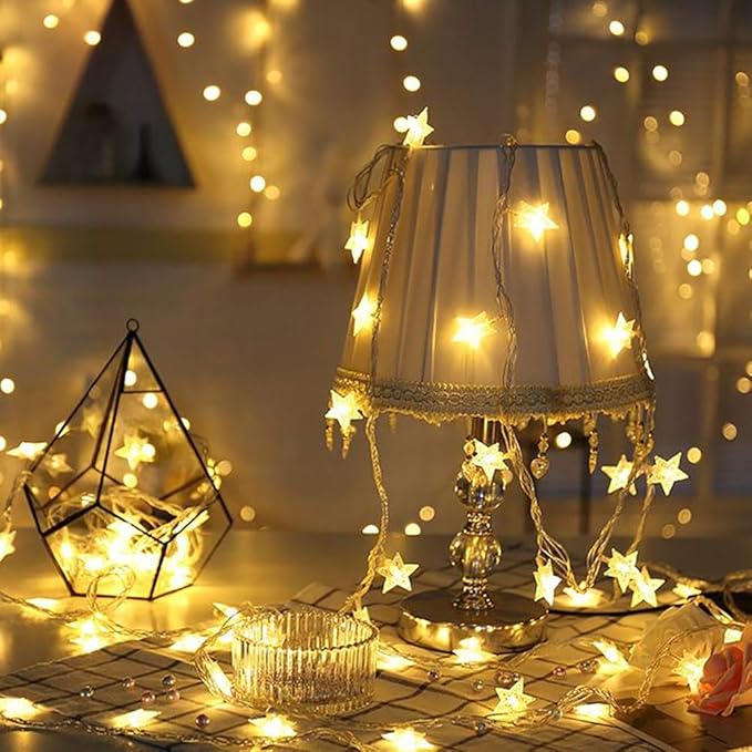 Star String Lights Battery Operated 40 LED 19.6FT Twinkle Little Star Lights Indoor Starry Fairy Lights Warm White for Patio Wedding Bedroom Christmas Home Decoration