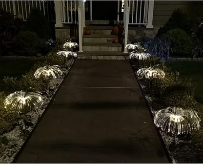 Solar Weeping Willow Firework Light, Outdoor Jellyfish Solar Garden Decorative Stake Lights for Walkway Pathway Backyard Christmas Decoration Parties (2 Pieces) (Warm White)