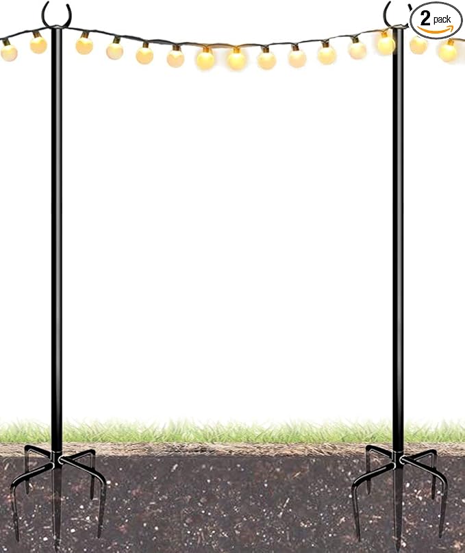 10FT String Light Poles for Outdoor, Heavy Duty Metal Lighting Stand Pole for Garden Lawn Backyard Patio Holiday | Lumora