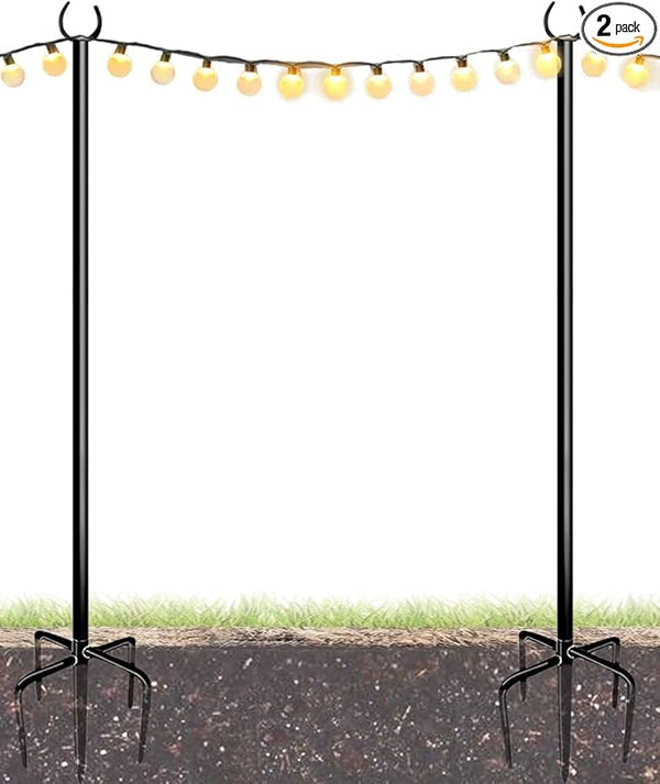 10FT String Light Poles for Outdoor, Heavy Duty Metal Lighting Stand Pole for Garden Lawn Backyard Patio Holiday | Lumora