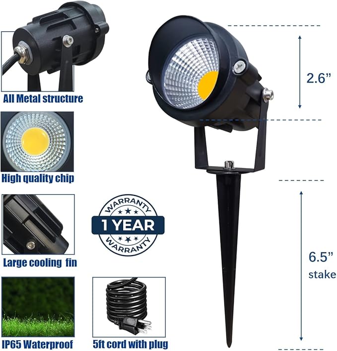 TOVEENEN LED Outdoor Landscape Spotlight 120V 12W Waterproof Spot Lights for Yard House Garden Christmas Lighting | Lumora