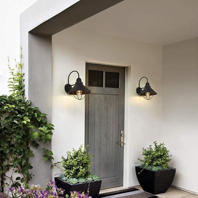 American E27 Outdoor Loft Retro Wall Lamp Cafe Decoration Wrought Iron Single Head Outdoor Corridor Aisle Glass Waterproof Wall Sconce Balcony Garden Patio Villa Wall Light (Size : One Size)
