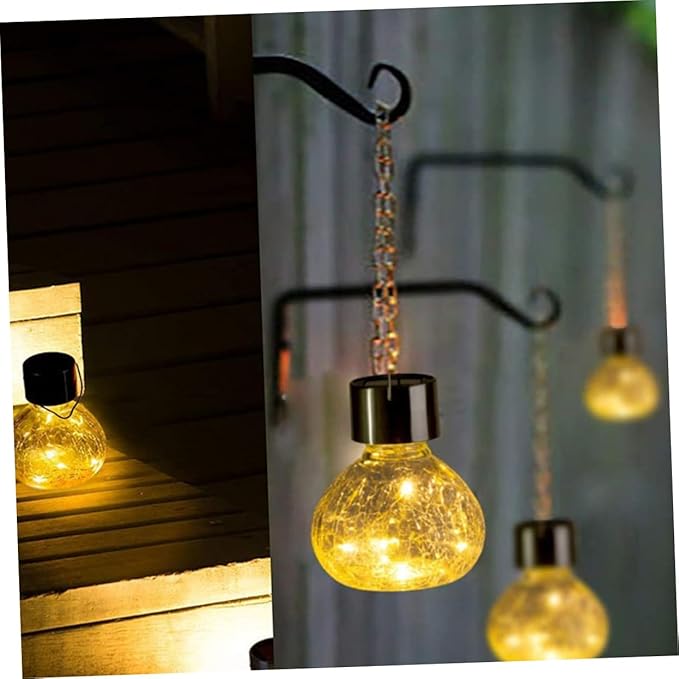 Milisten Solar Cracked Texture Glass Ball Light for Garden Decor Waterproof LED Solar Pathway Light Decorative Design for Outdoor Use