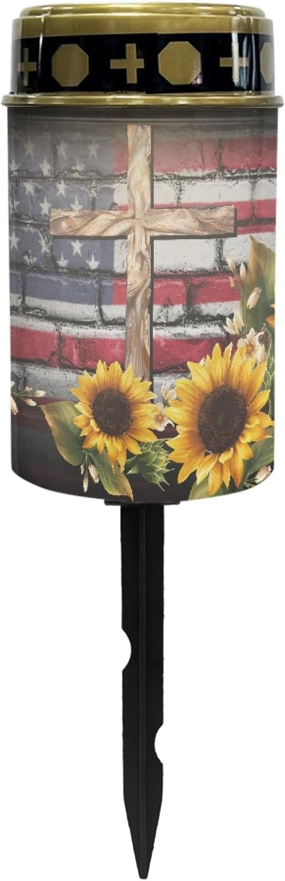 US Flag-Cross-Sunflower Solar Garden Stake Lights Outdoor LED Lantern Pathway Lights Solar-Powered Fairy Lights for Outside Landscape Lighting, Wall Light Auto On/Off