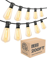 Lightdot 200FT Outdoor String Lights, LED Bistro String Lights with Shatterproof S14 Vintage Bulbs, 2700K Dimmable | Lumora