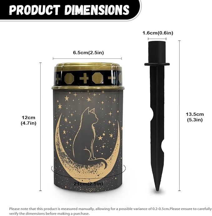 HUGS IDEA Moon Cat Solar Grave Lights Cemetery Decor Waterproof Solar-Powered Lanterns for Gardens, Patios & All | Lumora