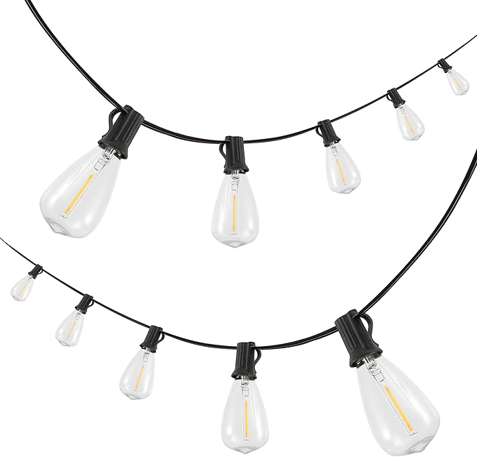 JONATHAN Y 10' Black - LED 10-Light Indoor/Outdoor String Lights, Half-Chrome Bulbs, Rustic Industrial Edison Lights for Patio Deck Backyard Wedding Party Decor (JYL8704C)