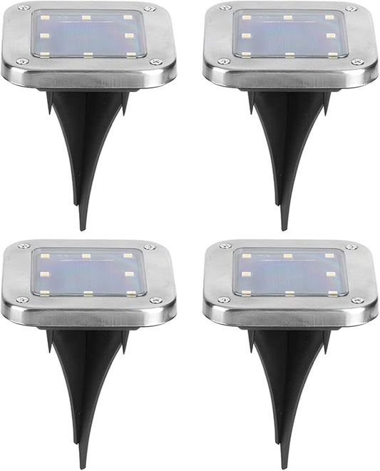 4pcs 8LED Solar Buried, Underground Lamp Outdoor Pathway, Solar Lawn Lights with Stainless Steel, ABS and PP Material, Warm White for Garden Decor, Yard, Backyard