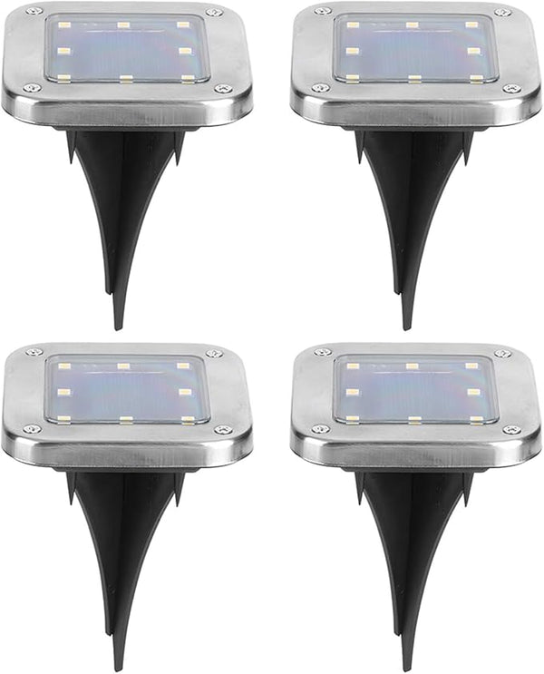 4pcs 8LED Solar Buried, Underground Lamp Outdoor Pathway, Solar Lawn Lights with Stainless Steel, ABS and PP | Lumora