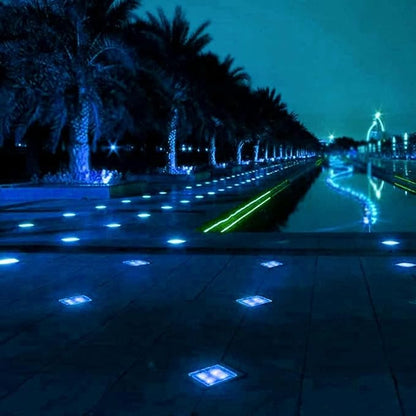 Solar Ice Glass Light,2 Packs Solar Powered Garden Lights, Waterproof IP68 Outdoor Table & Path Lights, Decorative Ice Cube for Yard (Blue)