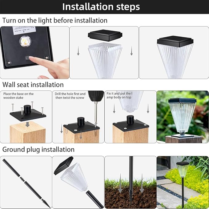 Solar Pathway Lights 2 Pack, 5 Modes Adjustable 3000K Warm White & RGB Fixed/Auto Changing, Smart Light Sensor IP65 Waterproof 200LM for Yard Lawn Garden Walkway