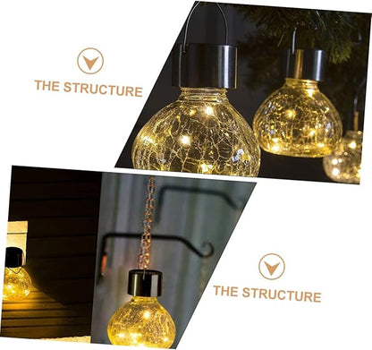 Milisten Solar Cracked Texture Glass Ball Light for Garden Decor Waterproof LED Solar Pathway Light Decorative Design for Outdoor Use
