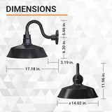 14in. Satin Black Outdoor Gooseneck Barn Light Fixture With 10in. Long Extension Arm - Wall Sconce Farmhouse | Lumora