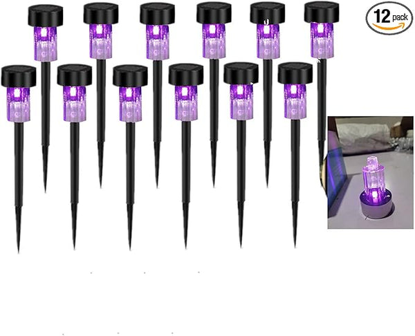 12PCS Purple LED Outdoor Lights Plastics Garden Solar Powered Landscape Light Lamp for Patio Lawn Decoration | Lumora