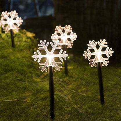 Solar Christmas Pathway Lights, Outdoor Solar Powered Snowflake, Five Pointed Star, Christmas Tree Decorative Lights with Garden Stakes for Path Lawn Patio Decor
