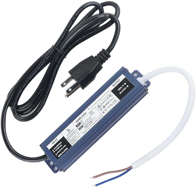 24V 60W Power Supply, IP67 Rainproof Waterproof Outdoor Driver, AC100-240V to DC 24V Low Voltage Transformer | Lumora