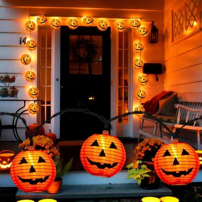 SUNSGNE Halloween Pumpkin Lantern String Lights 8.5Ft Halloween String Lights with 10 Smiling Jack O Lantern Pumpkin for Party Holiday Decor