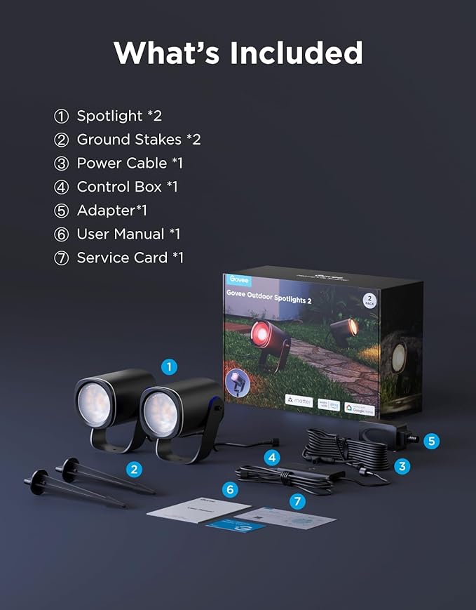 Govee Outdoor Spot Lights 2, IP67 Waterproof Spotlights, Landscape Lights Work with Matter, Alexa, and Google | Lumora