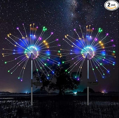 Solar Firework Light, 105 LED Multi Color Outdoor Firework Solar Garden Decorative Lights for Walkway Pathway Backyard Christmas Decoration Parties (2 Pieces)