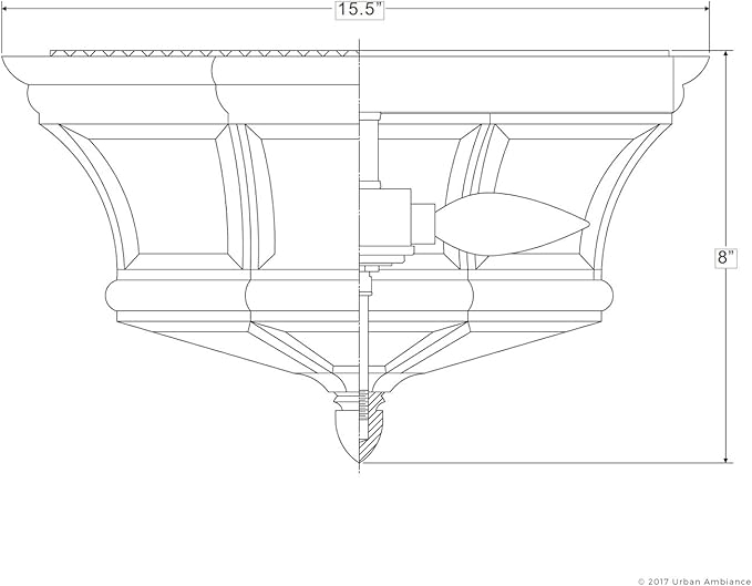 Urban Ambiance Luxury Colonial Outdoor Ceiling Light, Medium Size: 8" H x 15.25" W, with Tudor Style Elements | Lumora