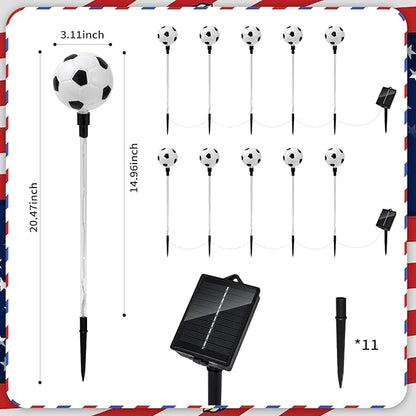 EYQ 2026 World Cup Decorations Outdoor Soccer Solar Pathway Lights, LED Sports Theme Landscape Stake Lights, Waterproof Yard Decorative Lights for Patio Lawn Festival Outdoor Use