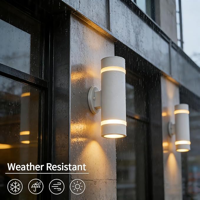 Cerdeco Modern Porch Light Outdoor Wall Lighting Cylinder Wall Sconce White Finished | Lumora
