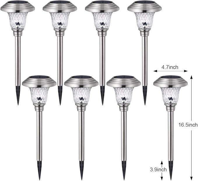 BEAU JARDIN 8 Pack Solar Pathway Lights Waterproof and AMAGABELI Garden & Home 2 Pack 14" Plant Caddy with Wheels Heavy Duty