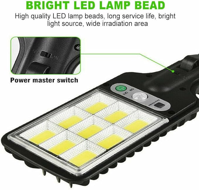 anso LED Solar Light Outdoor Garden PIR Motion Sensor 3 Modes Lamp Security Street Lamp Wall Yard (E,Without Remote)