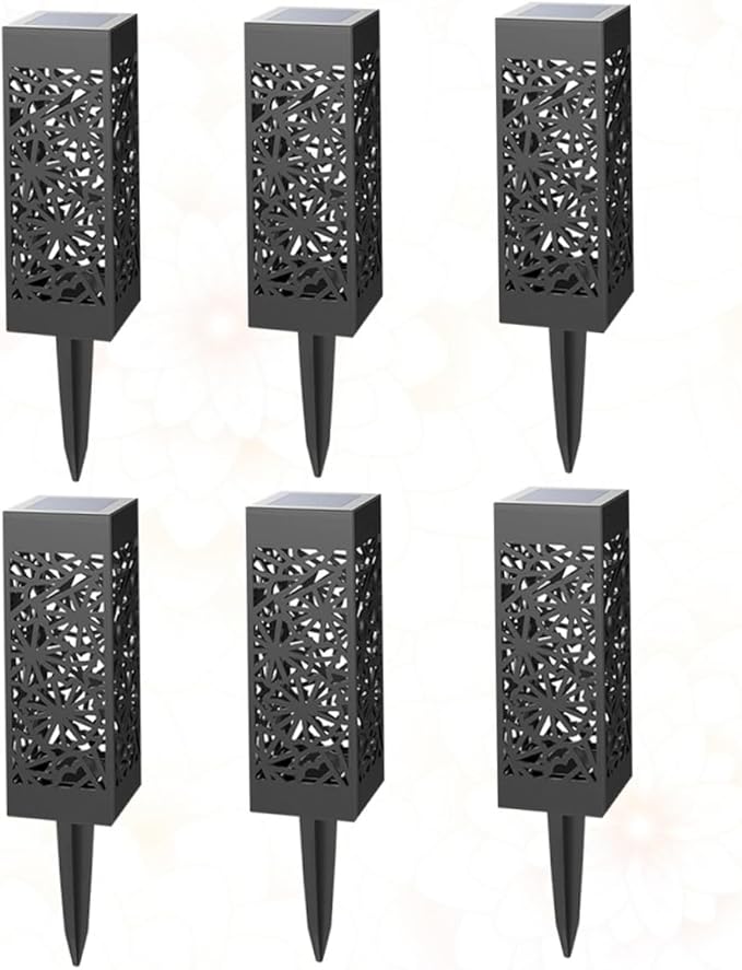 6pcs Solar Lawn Ground Plug Lights Hollow-Out Design Warm White Outdoor Garden Landscape Lamps for Patio Courtyard | Lumora