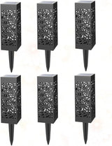 6pcs Solar Lawn Ground Plug Lights Hollow-Out Design Warm White Outdoor Garden Landscape Lamps for Patio Courtyard | Lumora