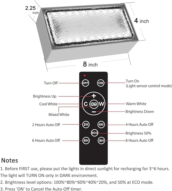 Solar Paver Lights, 8" x 4" Brick Driveway Lights, Landscape Path Lights for Walkway, Patio & Deck Lighting, IP67 | Lumora
