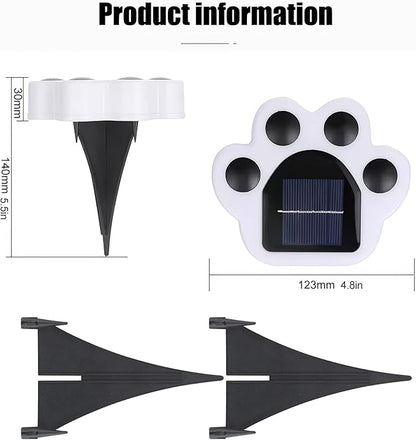 4Pack Led Paw Print Solar Lights Cold White Solar Paw Print Lights Outdoor Waterproof, Garden Lawn Landscape Path